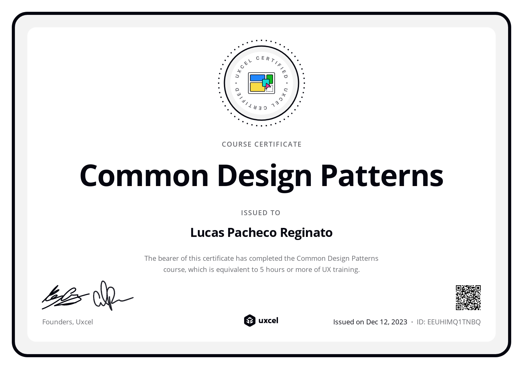 Lucas Pacheco Reginato's certificate